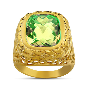 14K Yellow Solid Gold Mens Emerald Pinky Ring 8.00 Ctw